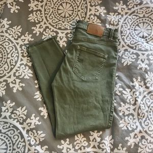 Zara Cropped Olive Green Skinny Jean